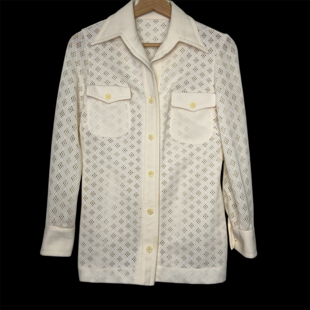 Vintage Montgomery Ward leisure polyester eyelet button up shirt jacket